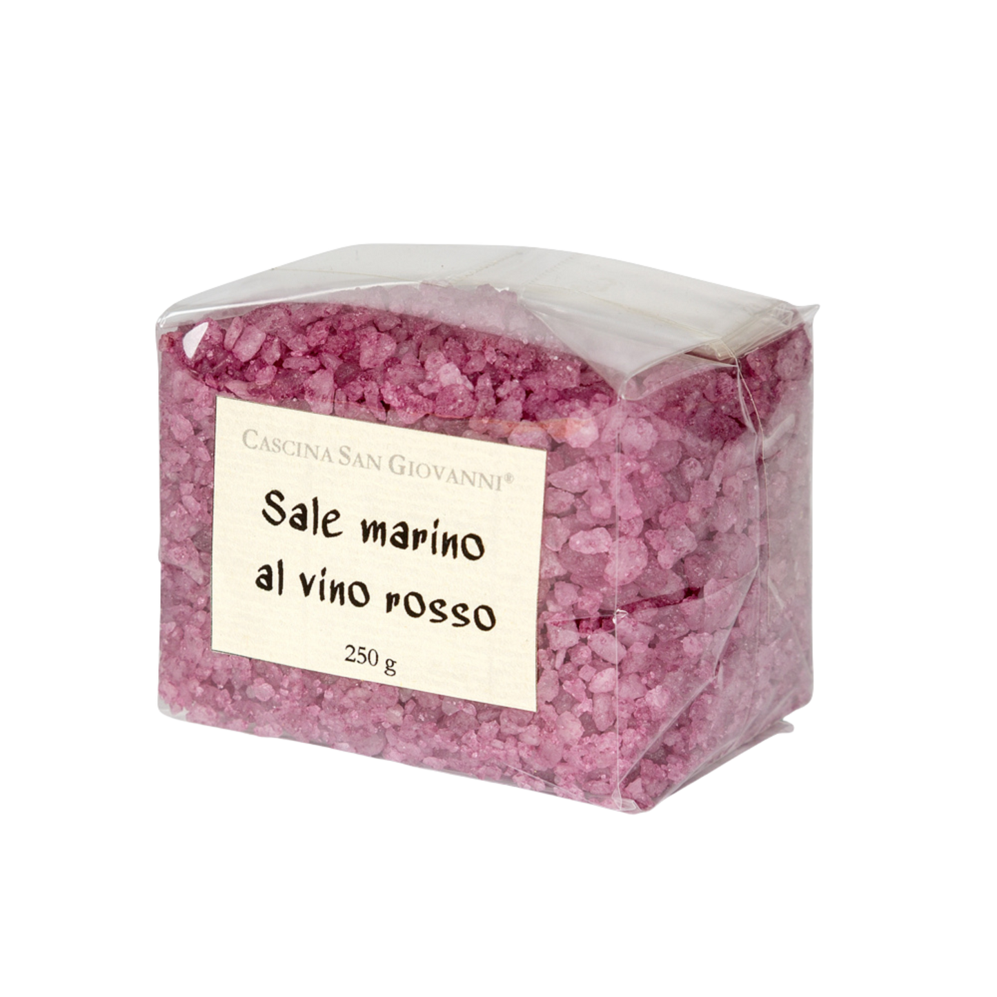 Meersalz mit Rotweingeschmack aus Italien. Perfekt, um Käseplatten, Antipasti, gegrilltes Gemüse und Fleisch geschmacklich zu verfeinern.