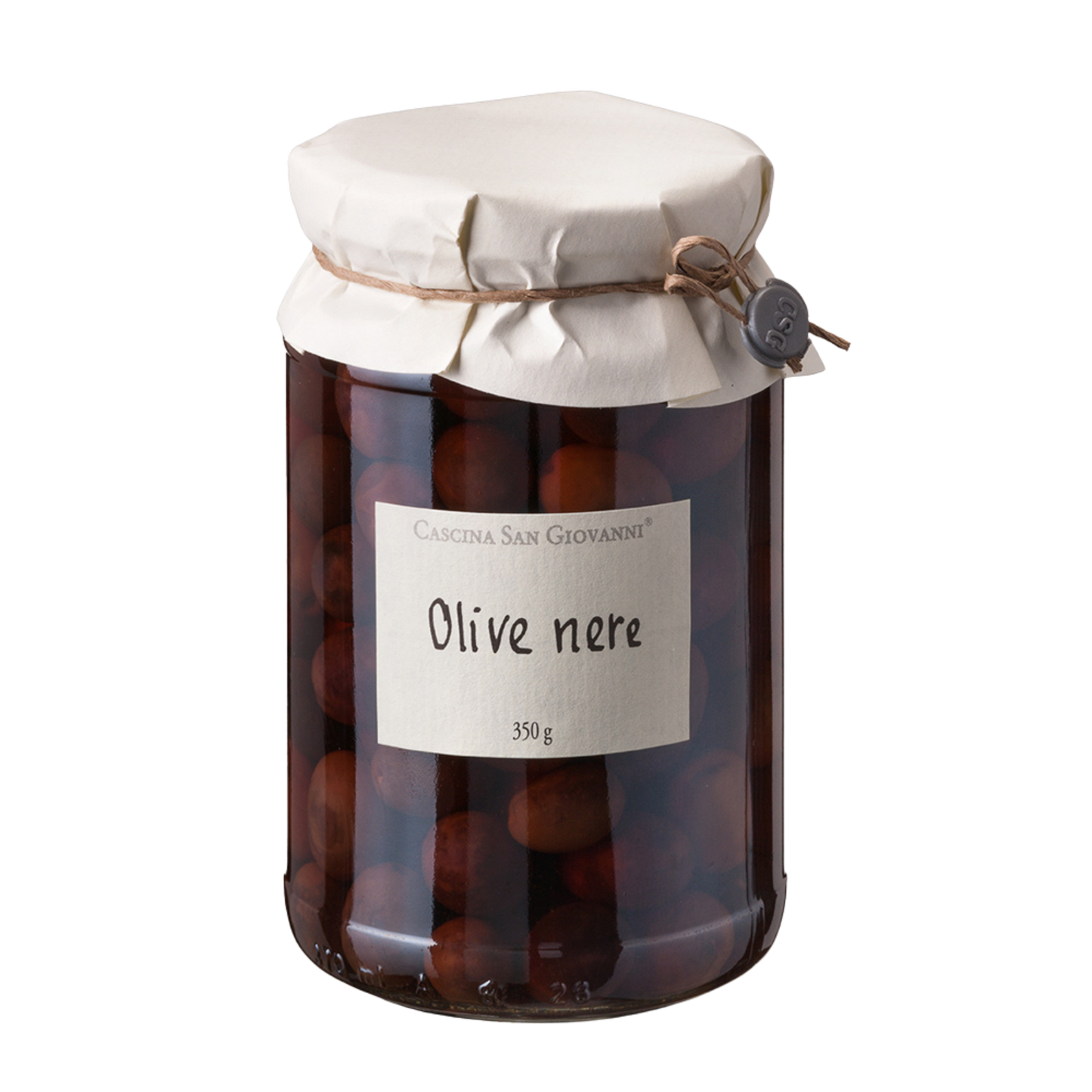 Schwarze Oliven mit Stein in Salzlake