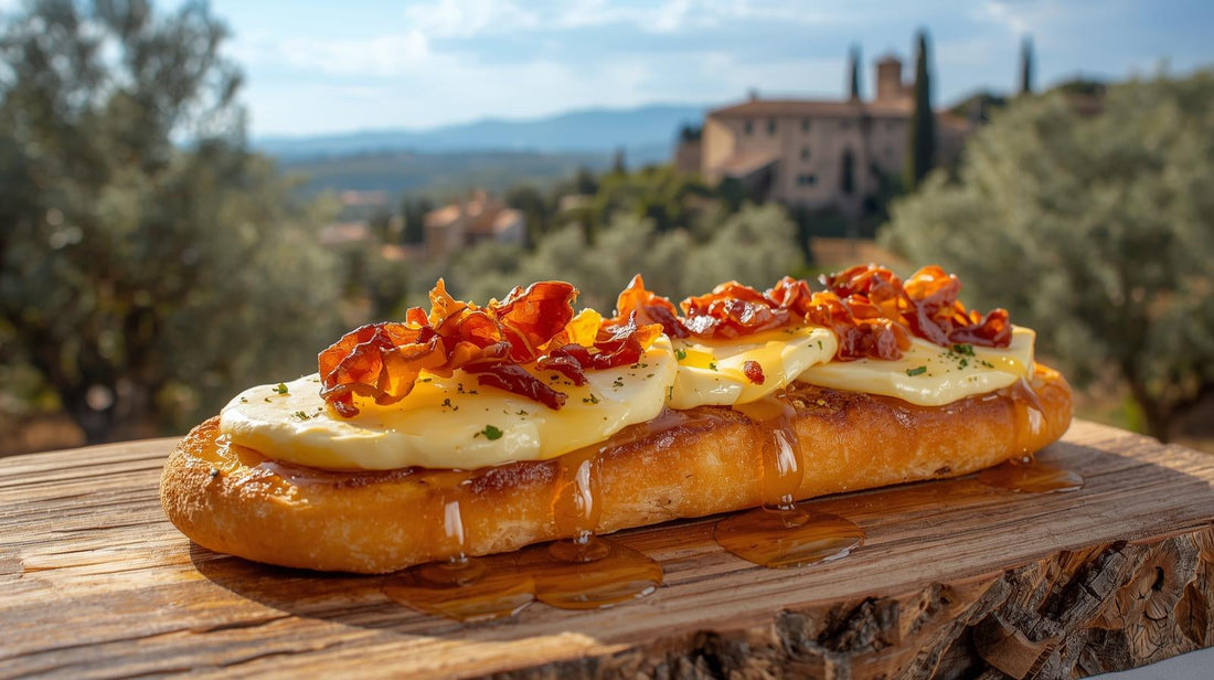 Crostone mit Pecorino, Pancetta und Honig