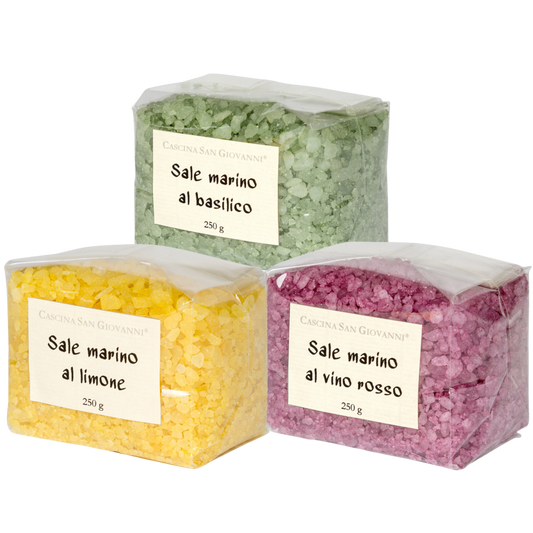 Italienisches Meersalz Set - Basilikum, Rotwein & Zitrus