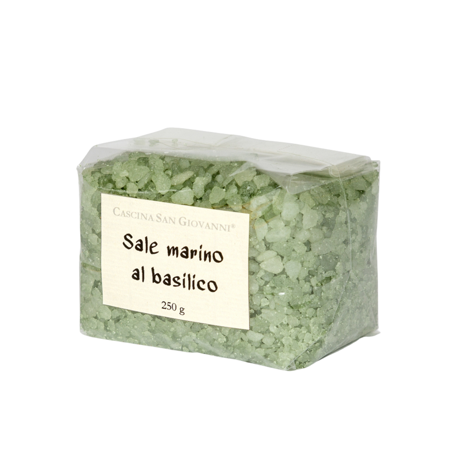 Meersalz mit Basilikumgeschmack aus Italien. Perfekt zum Verfeinern von Pasta, Risotto, Gemüsegerichten, Saucen und frischen Salaten.