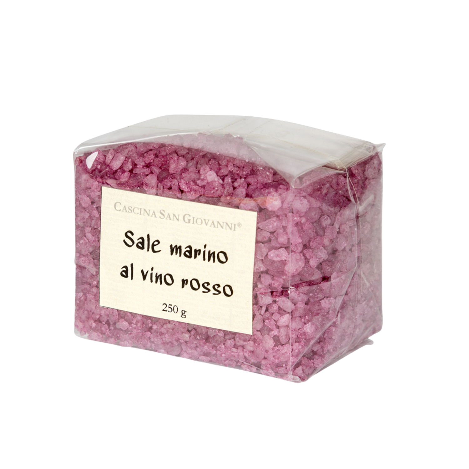 Meersalz mit Rotweingeschmack aus Italien. Perfekt, um Käseplatten, Antipasti, gegrilltes Gemüse und Fleisch geschmacklich zu verfeinern.