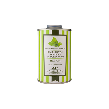 Würzöl Basilikum mit nativem Olivenöl extra. Ideal zum Verfeinern und Würzen von Salaten, gegrilltem Gemüse oder Antipasti.